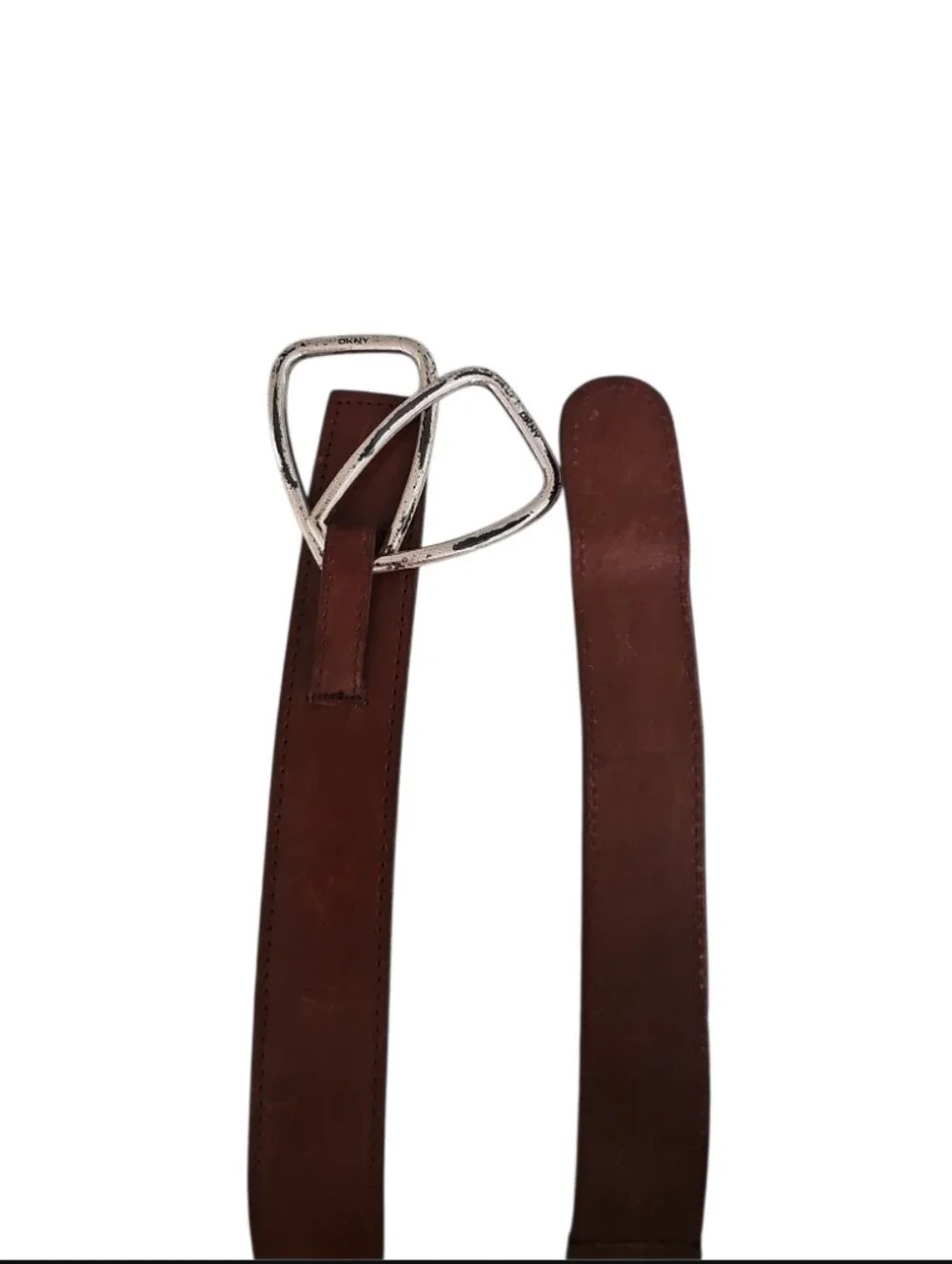 Vintage DKNY Buffalo Calf Leather Belt Women M Brown Made USA Minimalist Classic